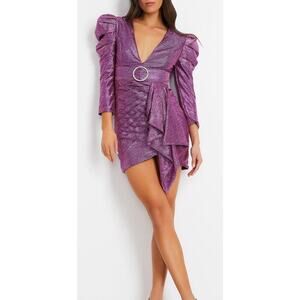 NWT PatBO Pink Metallic Drape Mini Dress Size 6/38